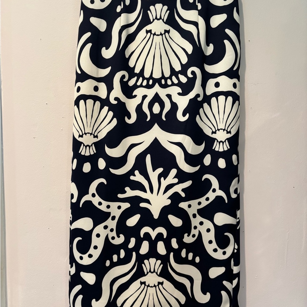 Alex Marie White and Blue Midi Skirt with Coastal Elegance - like new